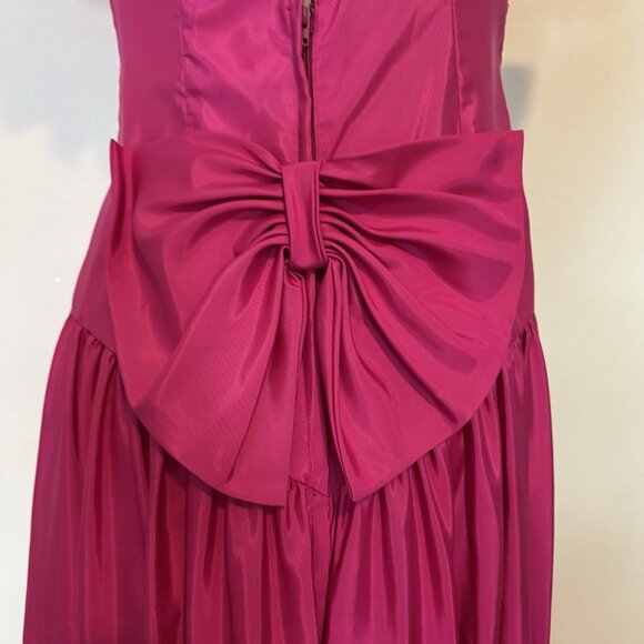 VTG Alfred Angelo Dress Small 80s Hot Pink Satin Bridesmaid Prom USA Union Made - Picture 6 of 16